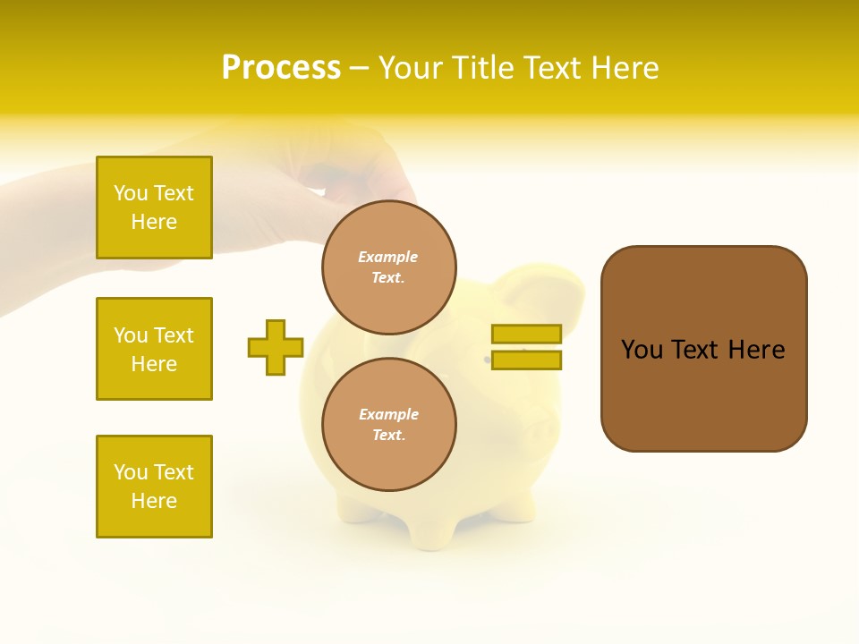 A Person Putting A Coin Into A Yellow Piggy Bank PowerPoint Template
