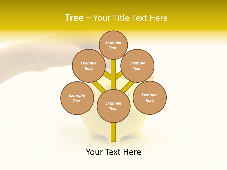A Person Putting A Coin Into A Yellow Piggy Bank PowerPoint Template
