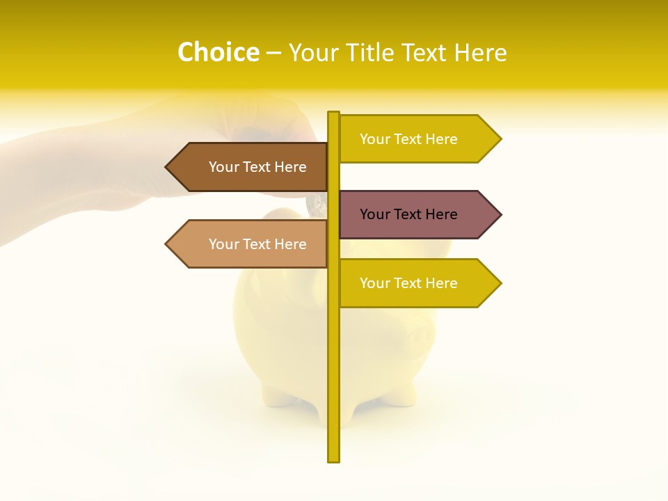 A Person Putting A Coin Into A Yellow Piggy Bank PowerPoint Template