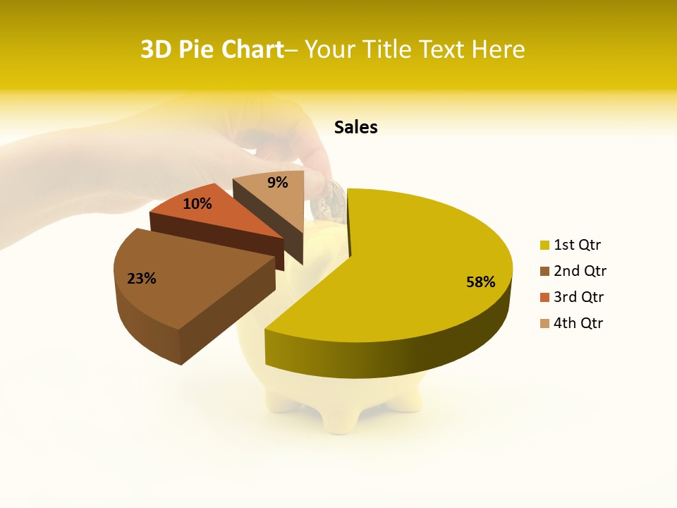 A Person Putting A Coin Into A Yellow Piggy Bank PowerPoint Template