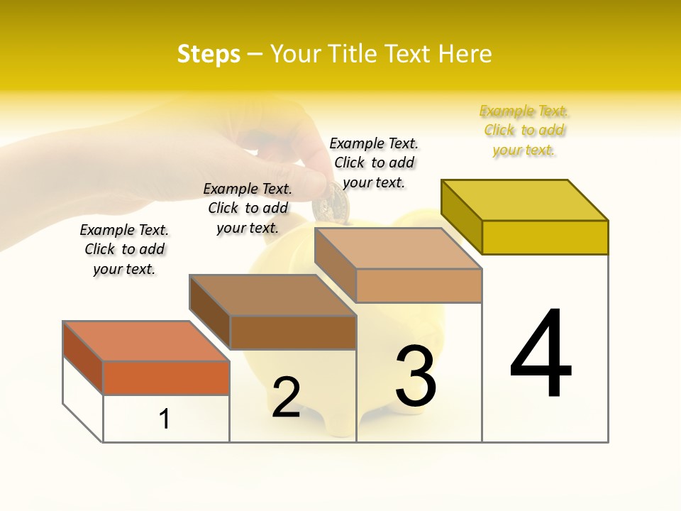 A Person Putting A Coin Into A Yellow Piggy Bank PowerPoint Template
