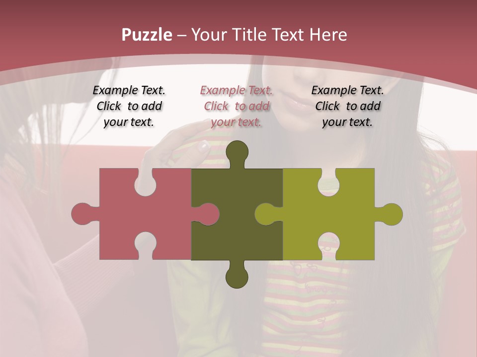 10-15Yo Daughter Is Listening To Her Mother. Girl Is Sitting On The Sofa. Only Side Of Mother's Head And Hand Visable. Isolated On White In Studio. PowerPoint Template