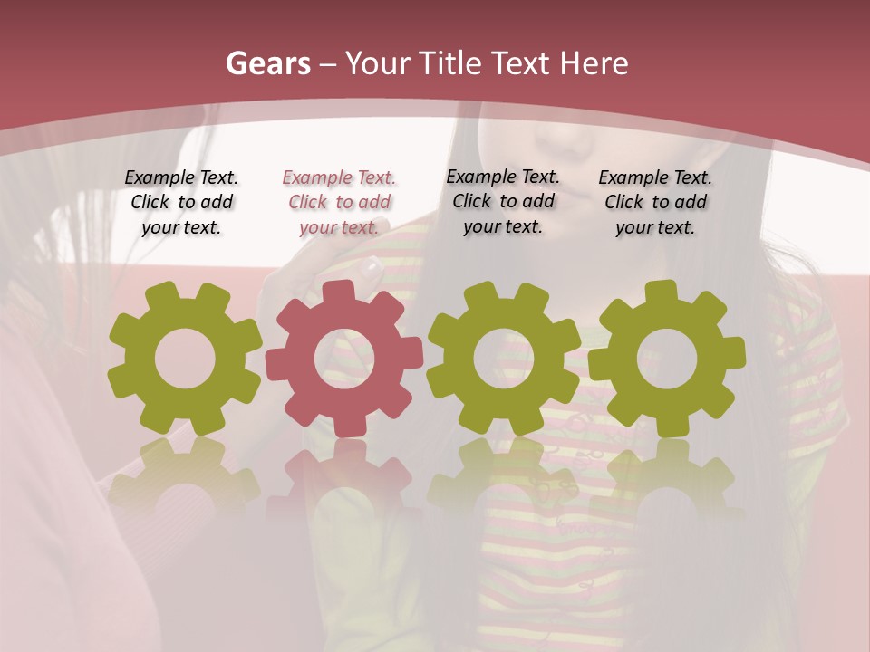 10-15Yo Daughter Is Listening To Her Mother. Girl Is Sitting On The Sofa. Only Side Of Mother's Head And Hand Visable. Isolated On White In Studio. PowerPoint Template