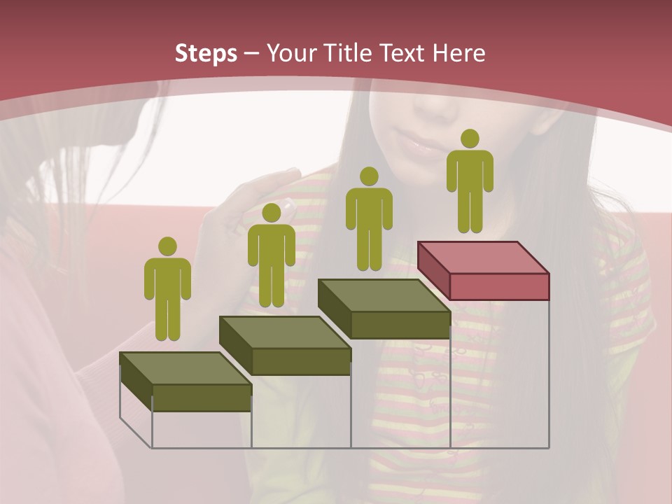 10-15Yo Daughter Is Listening To Her Mother. Girl Is Sitting On The Sofa. Only Side Of Mother's Head And Hand Visable. Isolated On White In Studio. PowerPoint Template