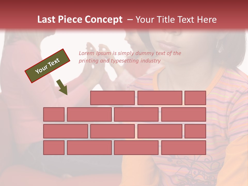 Sad 10-12Yo Girl. Focus On Her Face. There Are Her Mother And Younger Sister Behind Her. Girl's Feeling Rejected And Alone. PowerPoint Template