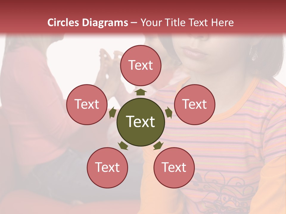 Sad 10-12Yo Girl. Focus On Her Face. There Are Her Mother And Younger Sister Behind Her. Girl's Feeling Rejected And Alone. PowerPoint Template