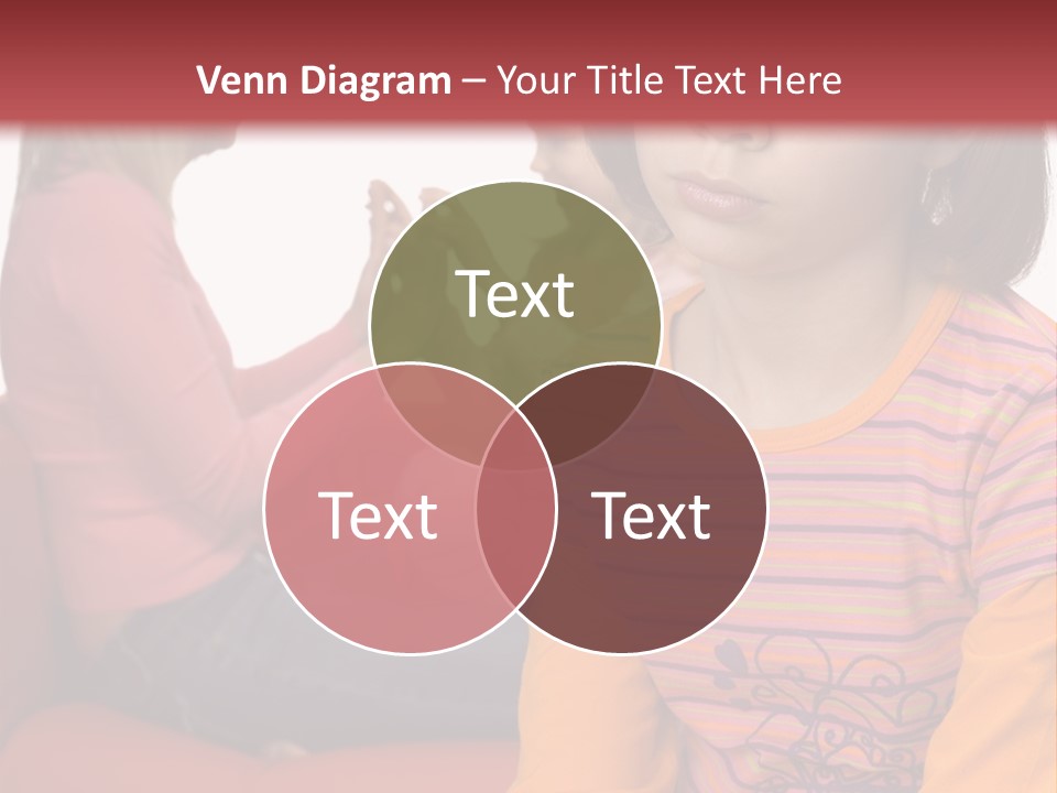 Sad 10-12Yo Girl. Focus On Her Face. There Are Her Mother And Younger Sister Behind Her. Girl's Feeling Rejected And Alone. PowerPoint Template