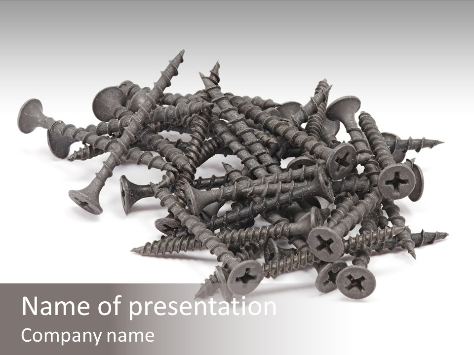 A Pile Of Screws On A White Background PowerPoint Template