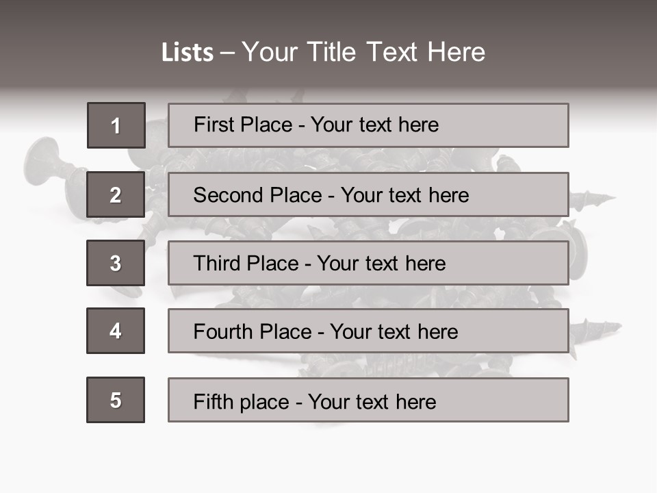 A Pile Of Screws On A White Background PowerPoint Template