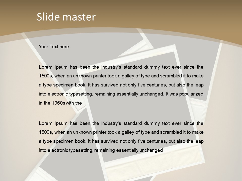 Blank Instant Photo Frames Against A Vignetted Cardboard Background PowerPoint Template