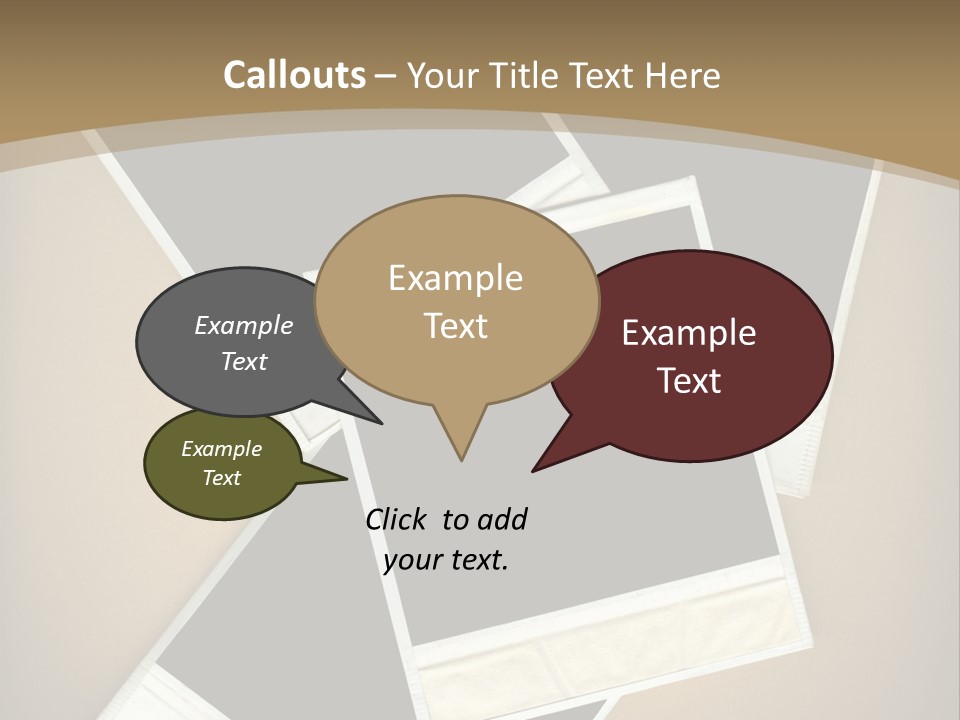 Blank Instant Photo Frames Against A Vignetted Cardboard Background PowerPoint Template