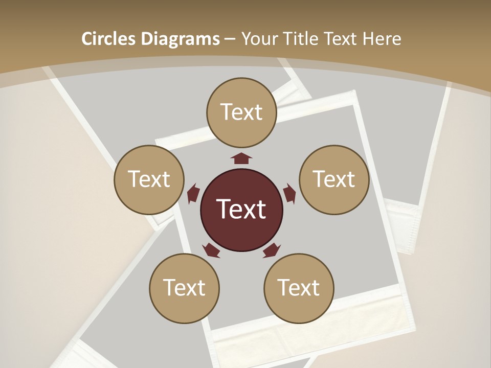 Blank Instant Photo Frames Against A Vignetted Cardboard Background PowerPoint Template