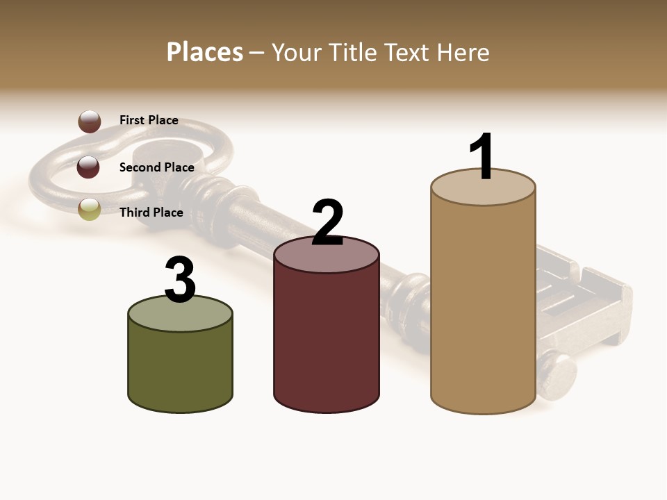 Vintage Key In A Close Up View Isolated Over A White Background PowerPoint Template