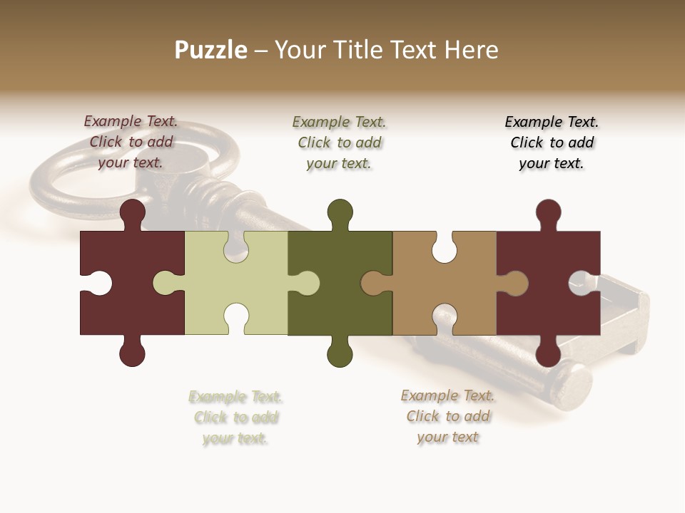 Vintage Key In A Close Up View Isolated Over A White Background PowerPoint Template