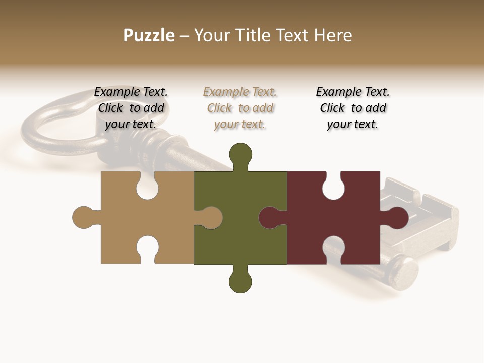 Vintage Key In A Close Up View Isolated Over A White Background PowerPoint Template