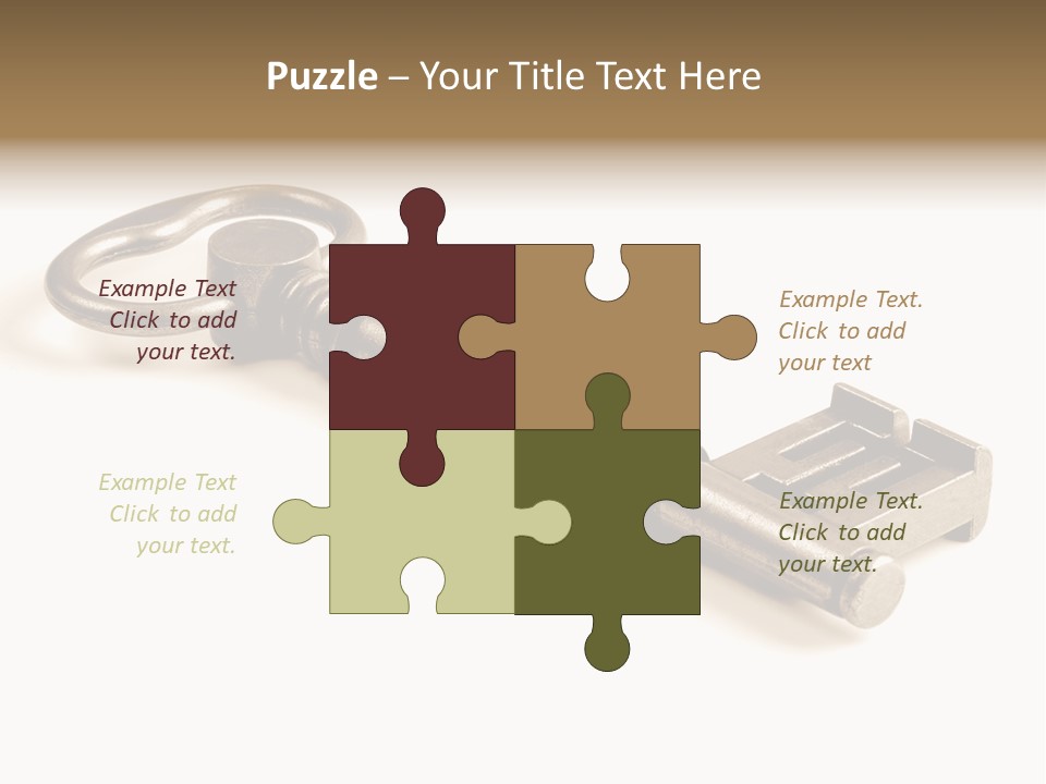 Vintage Key In A Close Up View Isolated Over A White Background PowerPoint Template