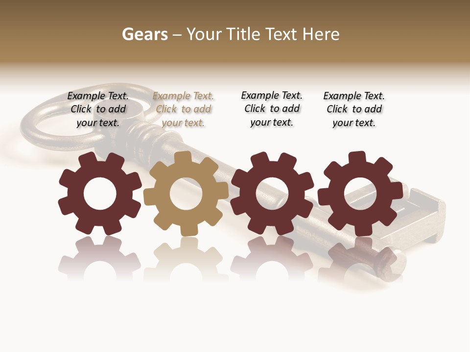 Vintage Key In A Close Up View Isolated Over A White Background PowerPoint Template