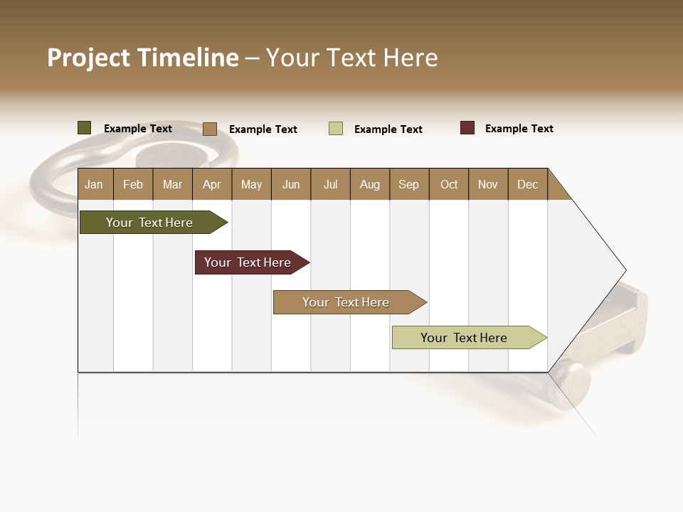 Vintage Key In A Close Up View Isolated Over A White Background PowerPoint Template
