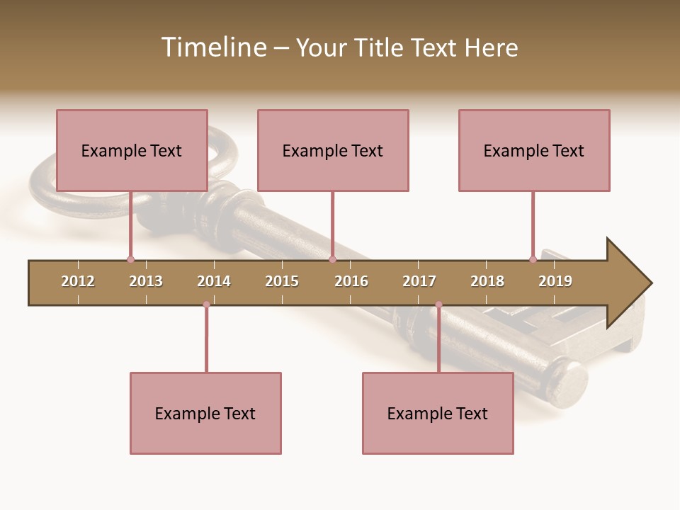 Vintage Key In A Close Up View Isolated Over A White Background PowerPoint Template