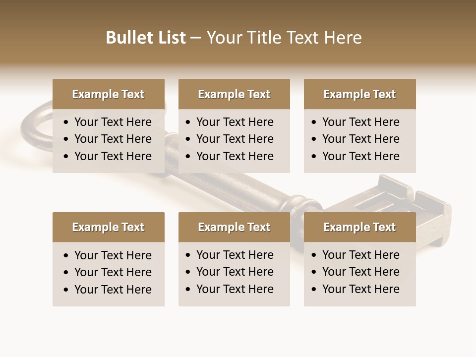 Vintage Key In A Close Up View Isolated Over A White Background PowerPoint Template