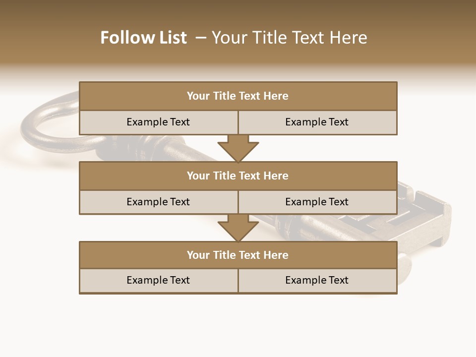 Vintage Key In A Close Up View Isolated Over A White Background PowerPoint Template