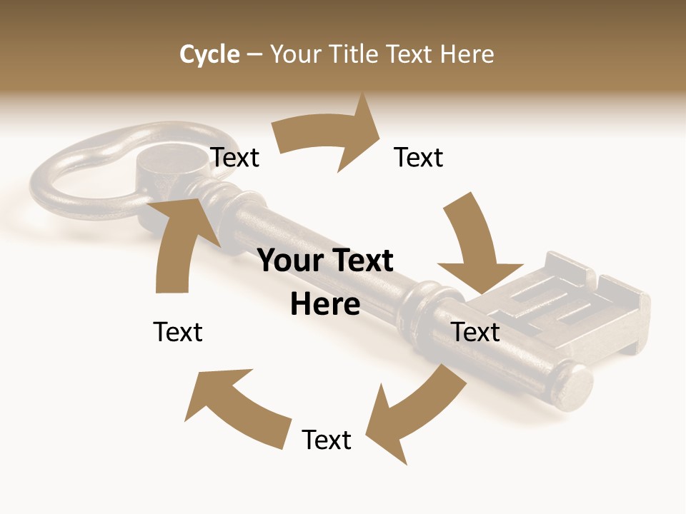 Vintage Key In A Close Up View Isolated Over A White Background PowerPoint Template