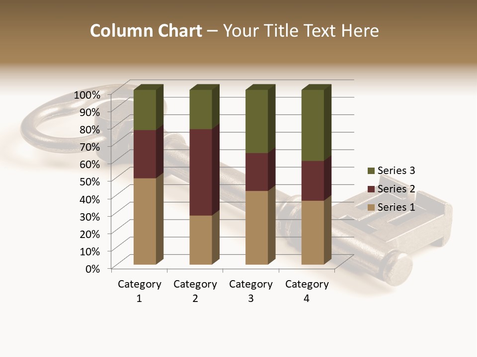 Vintage Key In A Close Up View Isolated Over A White Background PowerPoint Template