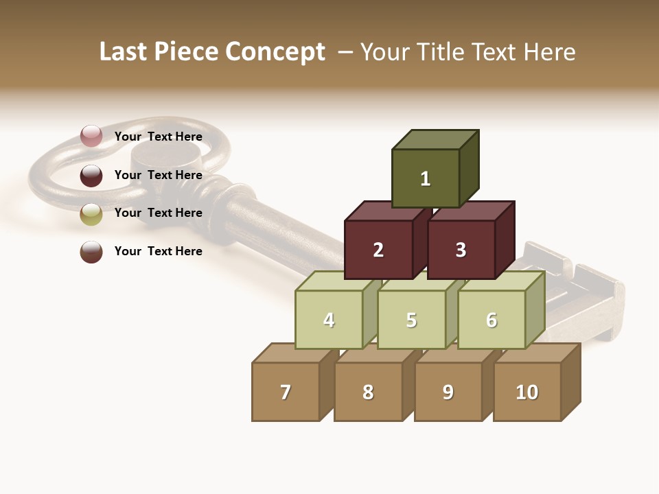 Vintage Key In A Close Up View Isolated Over A White Background PowerPoint Template