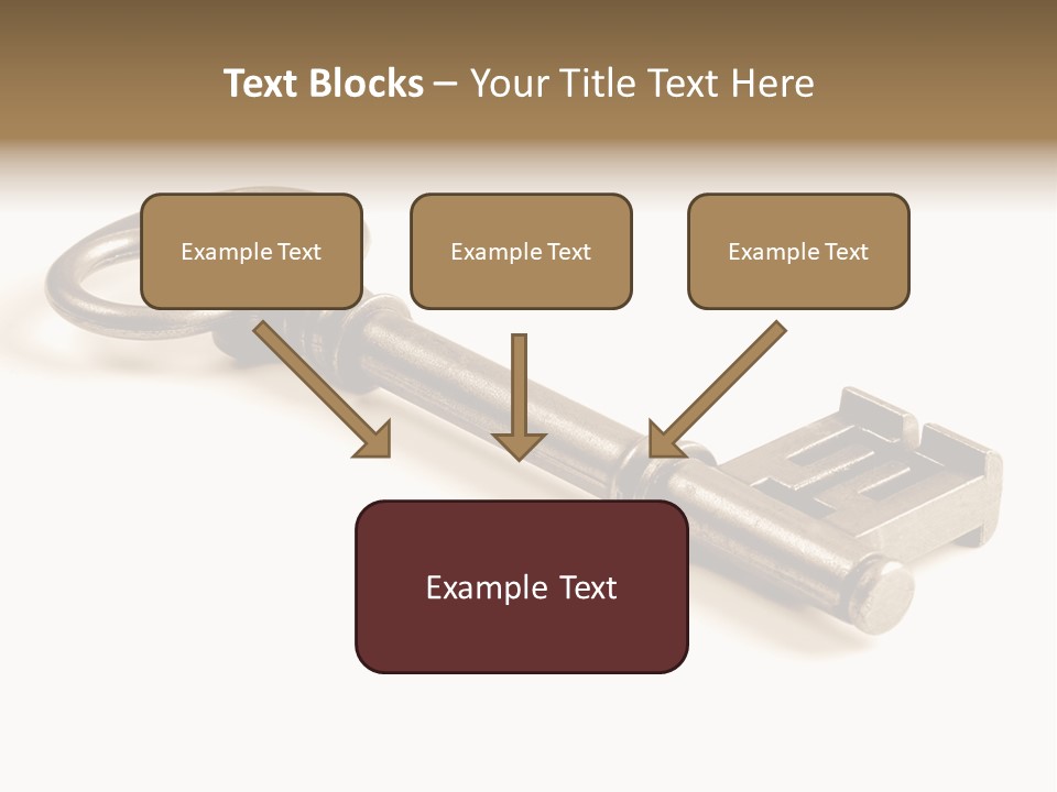 Vintage Key In A Close Up View Isolated Over A White Background PowerPoint Template
