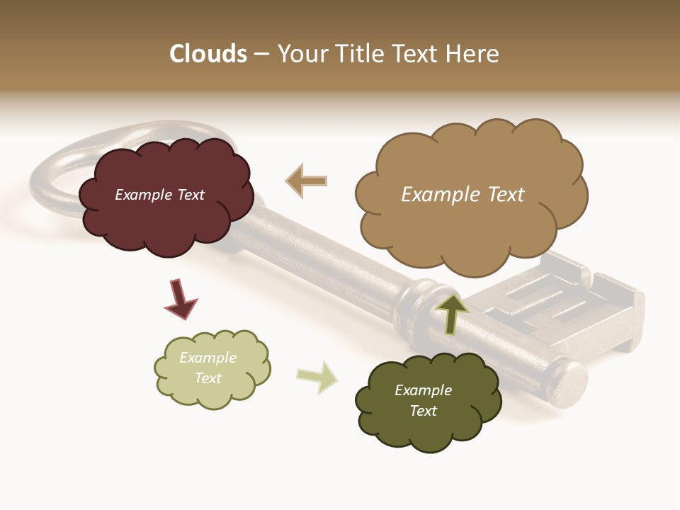 Vintage Key In A Close Up View Isolated Over A White Background PowerPoint Template