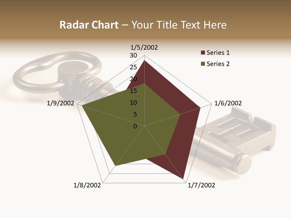 Vintage Key In A Close Up View Isolated Over A White Background PowerPoint Template