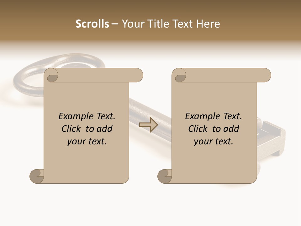 Vintage Key In A Close Up View Isolated Over A White Background PowerPoint Template