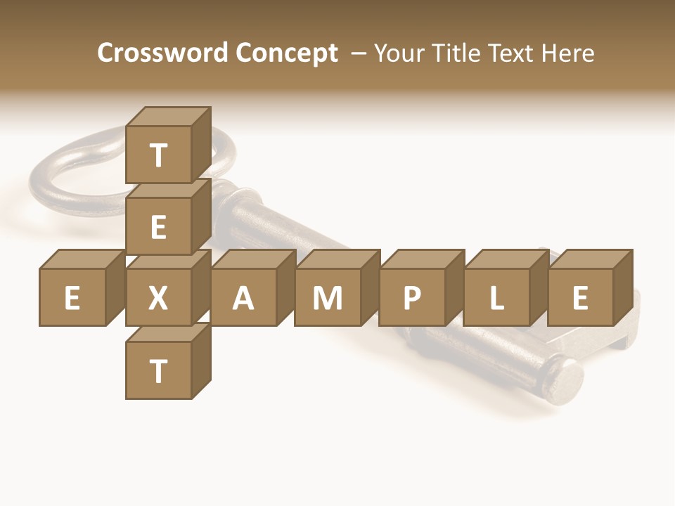 Vintage Key In A Close Up View Isolated Over A White Background PowerPoint Template