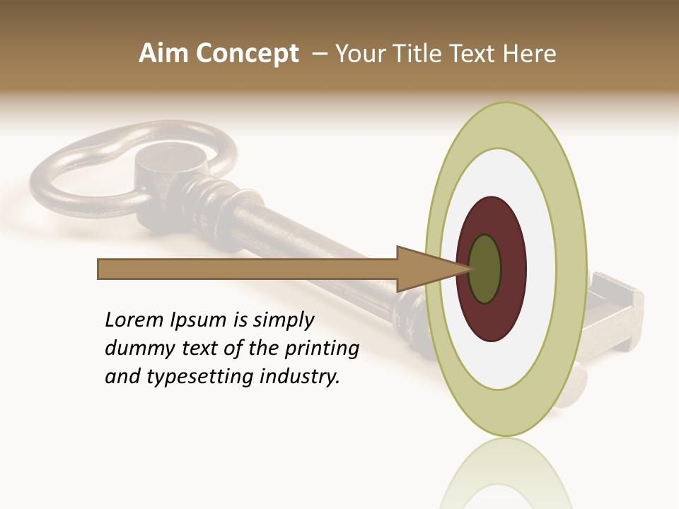 Vintage Key In A Close Up View Isolated Over A White Background PowerPoint Template