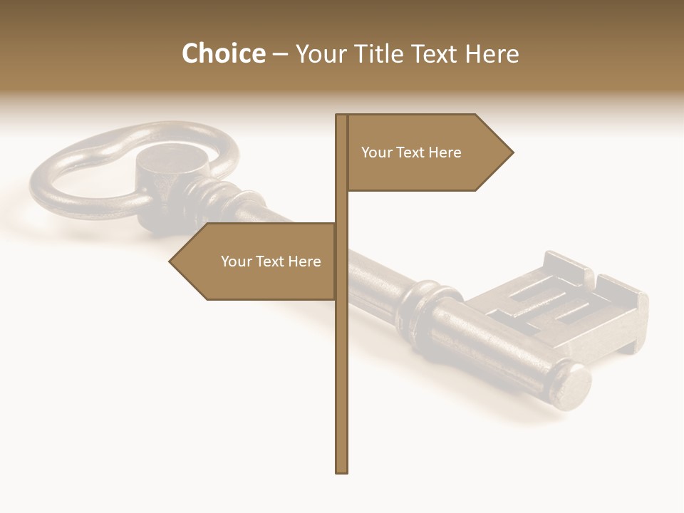 Vintage Key In A Close Up View Isolated Over A White Background PowerPoint Template
