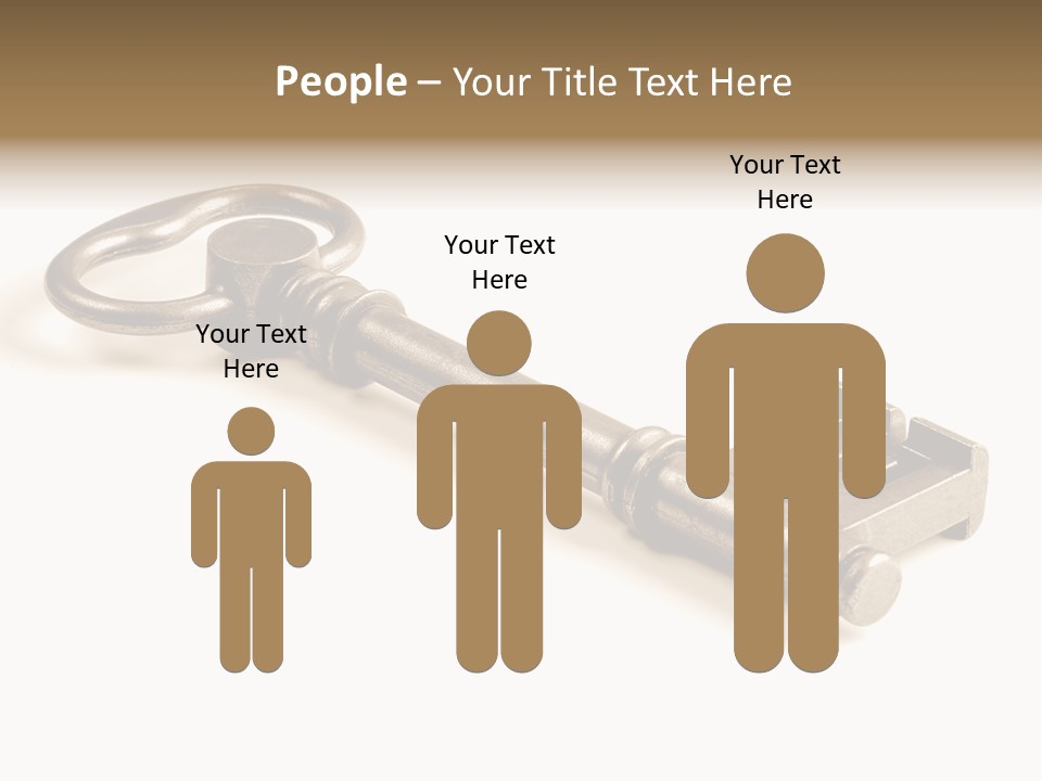 Vintage Key In A Close Up View Isolated Over A White Background PowerPoint Template