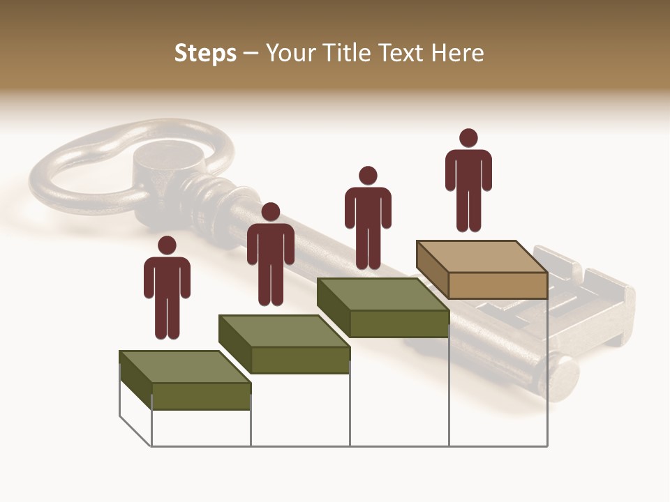 Vintage Key In A Close Up View Isolated Over A White Background PowerPoint Template