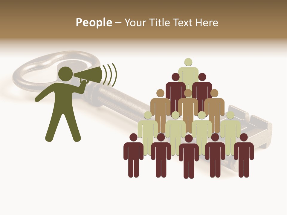 Vintage Key In A Close Up View Isolated Over A White Background PowerPoint Template