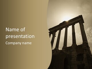 Architectural Structure In The Roman Forum Ruins, Rome, Italy. PowerPoint Template