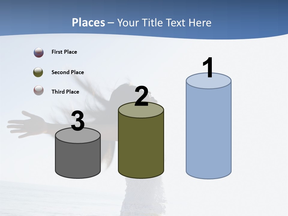 Young Asian Female At Beach Throwing Her Arms Back Behind Her. PowerPoint Template