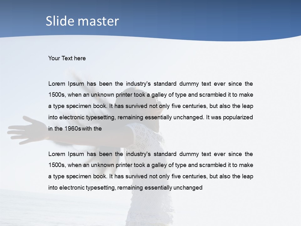 Young Asian Female At Beach Throwing Her Arms Back Behind Her. PowerPoint Template