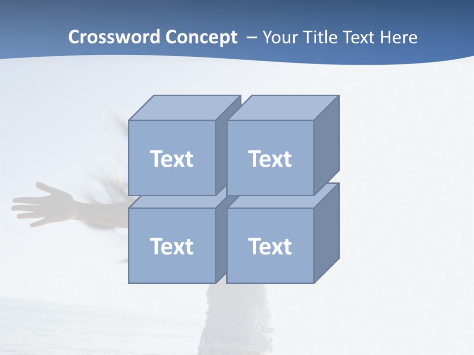 Young Asian Female At Beach Throwing Her Arms Back Behind Her. PowerPoint Template