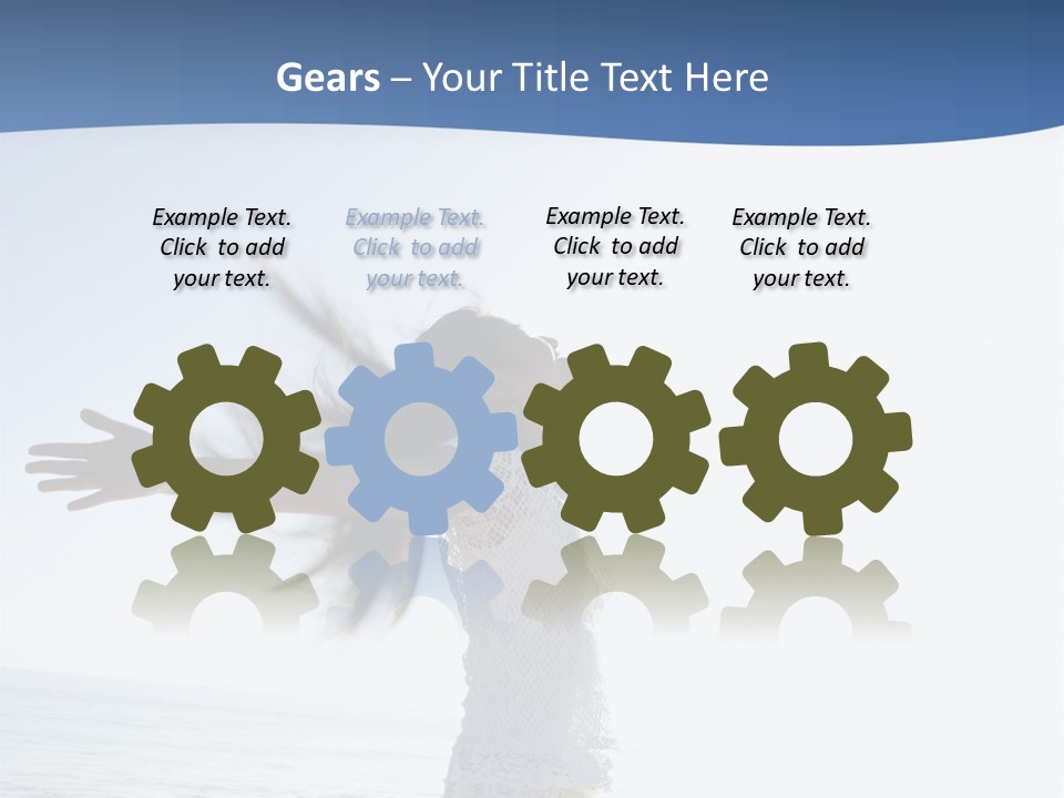 Young Asian Female At Beach Throwing Her Arms Back Behind Her. PowerPoint Template