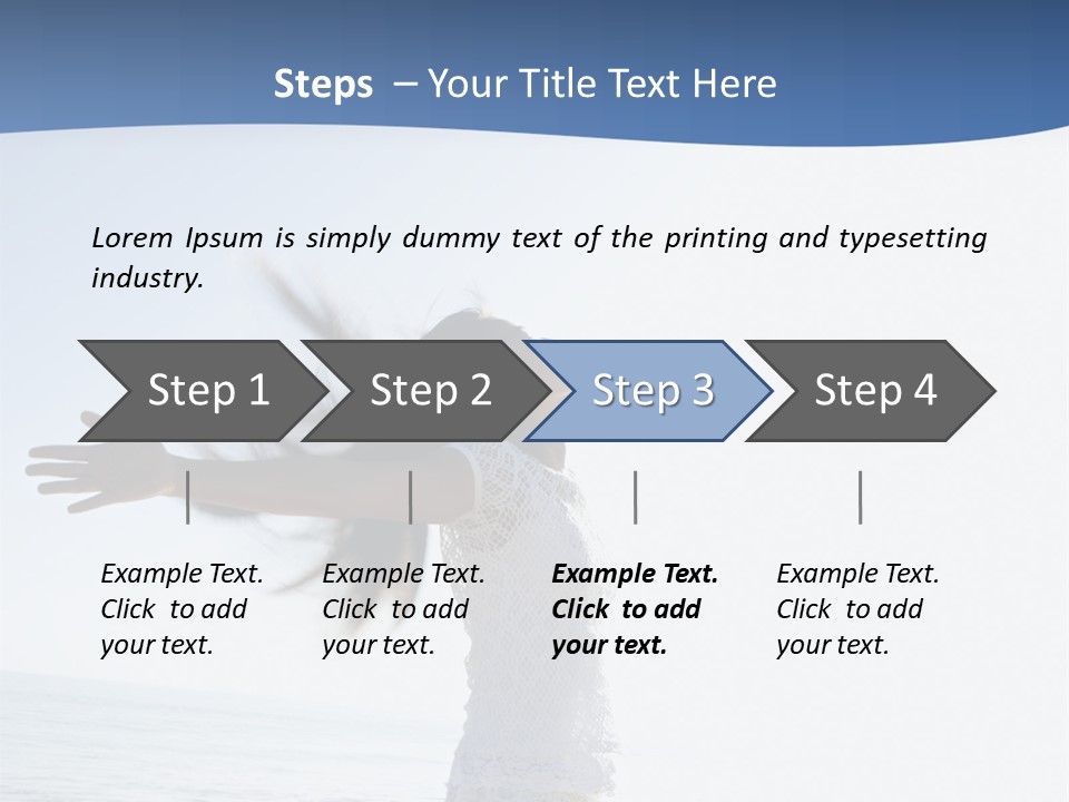 Young Asian Female At Beach Throwing Her Arms Back Behind Her. PowerPoint Template