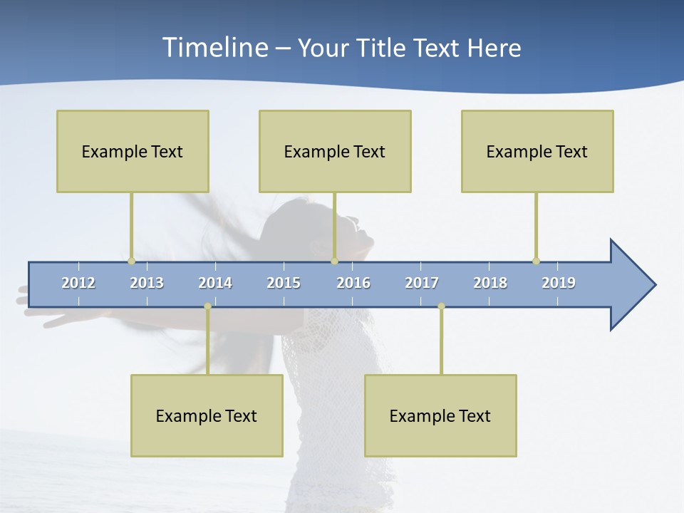 Young Asian Female At Beach Throwing Her Arms Back Behind Her. PowerPoint Template