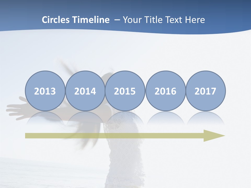 Young Asian Female At Beach Throwing Her Arms Back Behind Her. PowerPoint Template