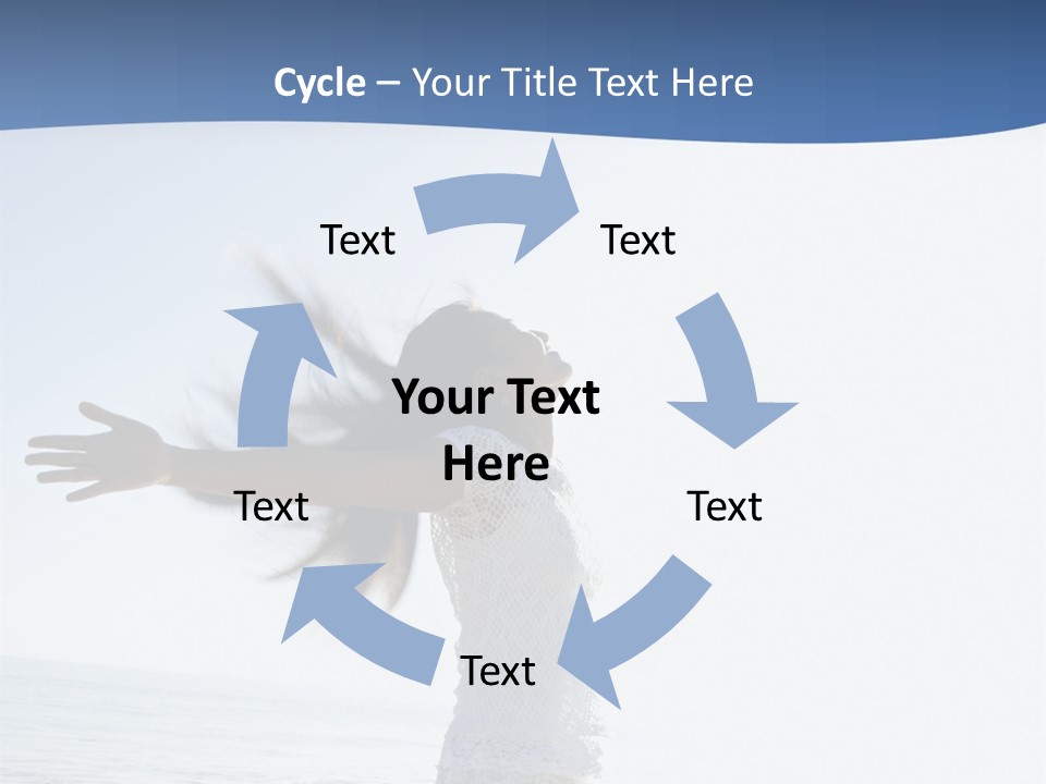 Young Asian Female At Beach Throwing Her Arms Back Behind Her. PowerPoint Template