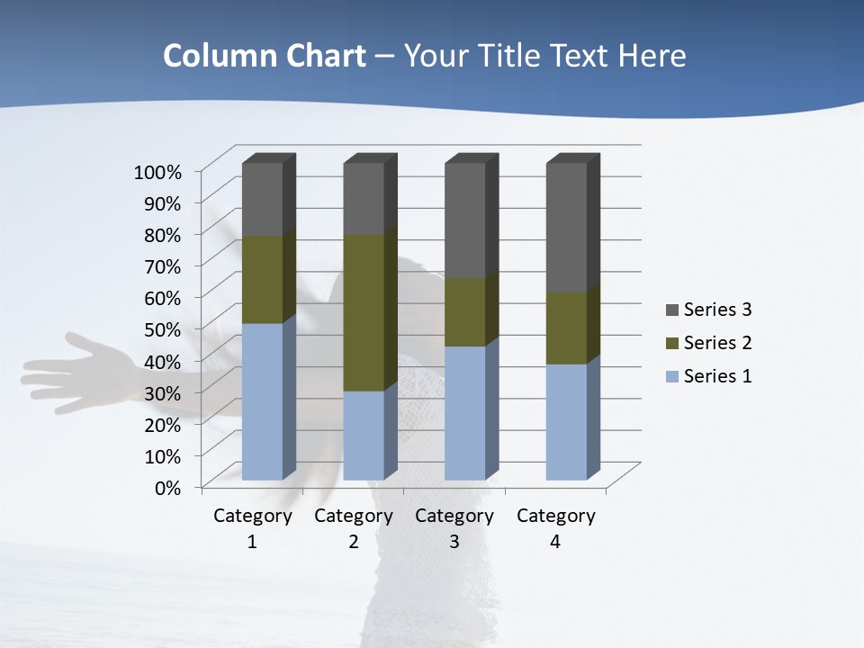 Young Asian Female At Beach Throwing Her Arms Back Behind Her. PowerPoint Template