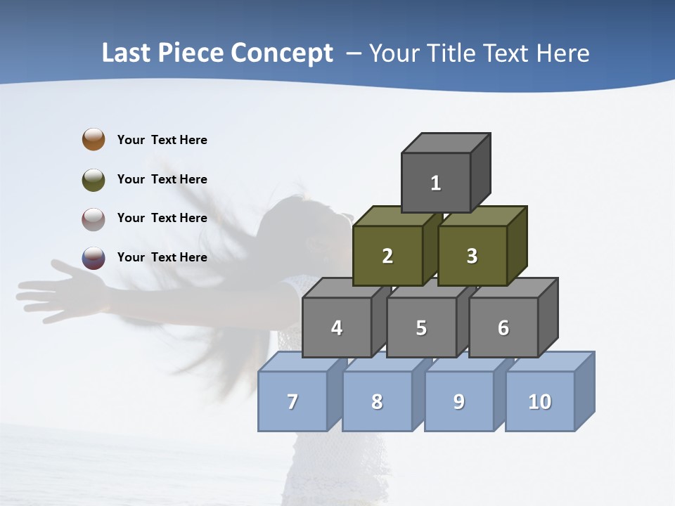 Young Asian Female At Beach Throwing Her Arms Back Behind Her. PowerPoint Template