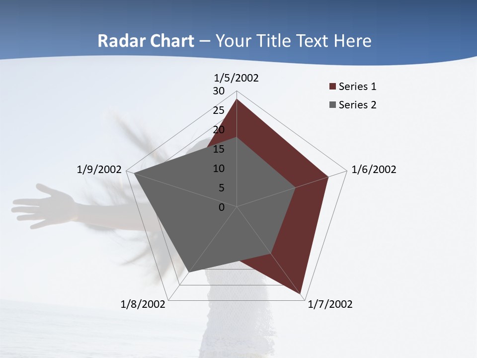 Young Asian Female At Beach Throwing Her Arms Back Behind Her. PowerPoint Template